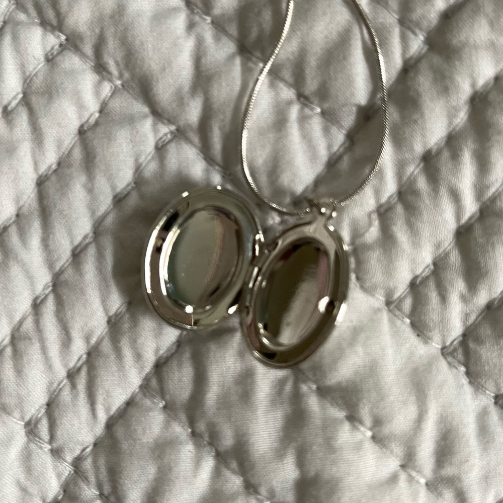 Locket and chain. You can put in your picture on both sides.